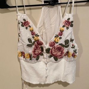 NEVER WORN white floral crop top.